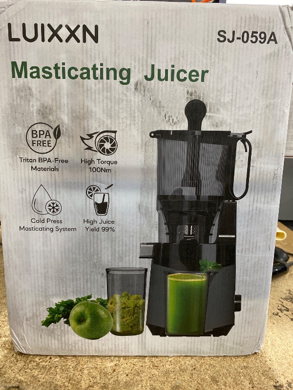 Photo 1 of * Missing Base* Parts Only* See Photos for Parts*  EanOruus Cold Press Juicer, 5.8" Wide Feed Chute Juice Extractor Machine with 400W, High Juice Yield, Slow Masticating Juicer for Whole Vegetables & Fruits, Dark Grey