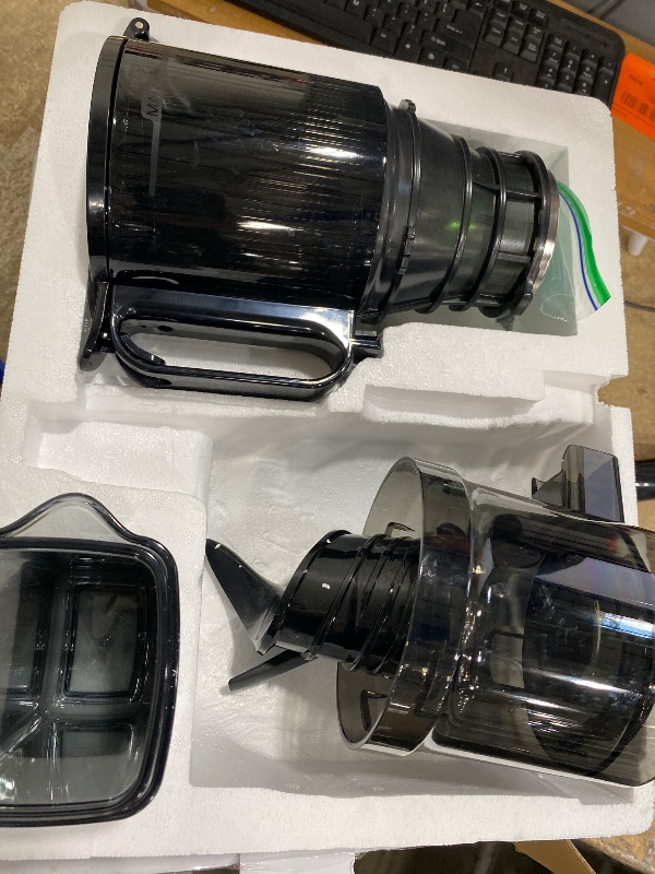 Photo 1 of * Missing Base* Parts Only* See Photos for Parts*  EanOruus Cold Press Juicer, 5.8" Wide Feed Chute Juice Extractor Machine with 400W, High Juice Yield, Slow Masticating Juicer for Whole Vegetables & Fruits, Dark Grey