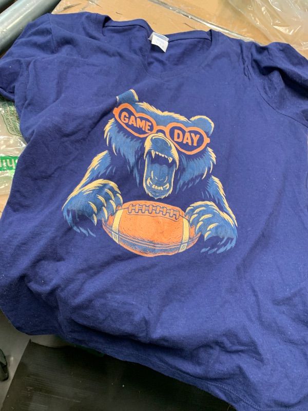 Photo 1 of ***STOCK PHOTO FOR REFERENCE ONLY***Womens Funny Football Bear Game Day Vintage Shirt Fans V-Neck T-Shirt LARGE ROYAL BLUE