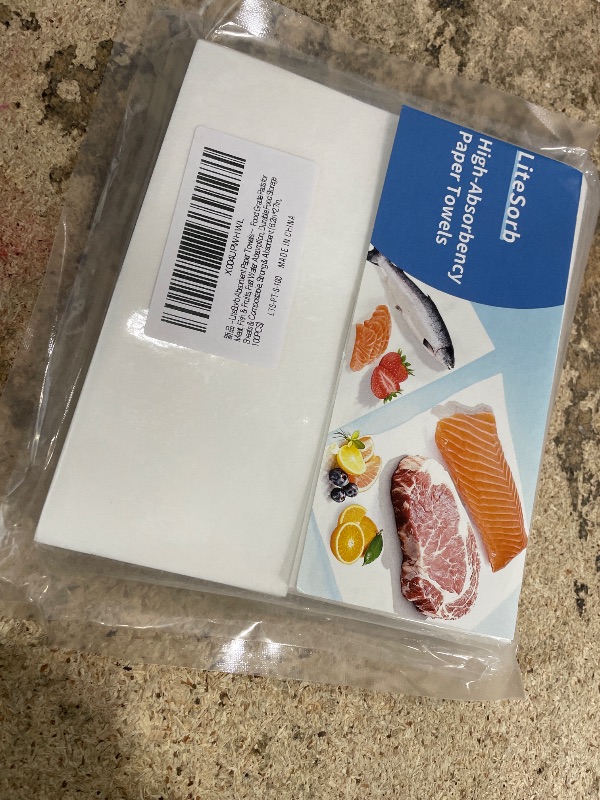 Photo 1 of LiteSorb Ultra Absorbent Kitchen Paper Towels,Natural Wood Pulp Strong Absorbent Sheets for Fruits,Vegetables,Seafood,Raw Meat,Quickly Soak Up Moisture and Juices Keep Cleaner and Drier