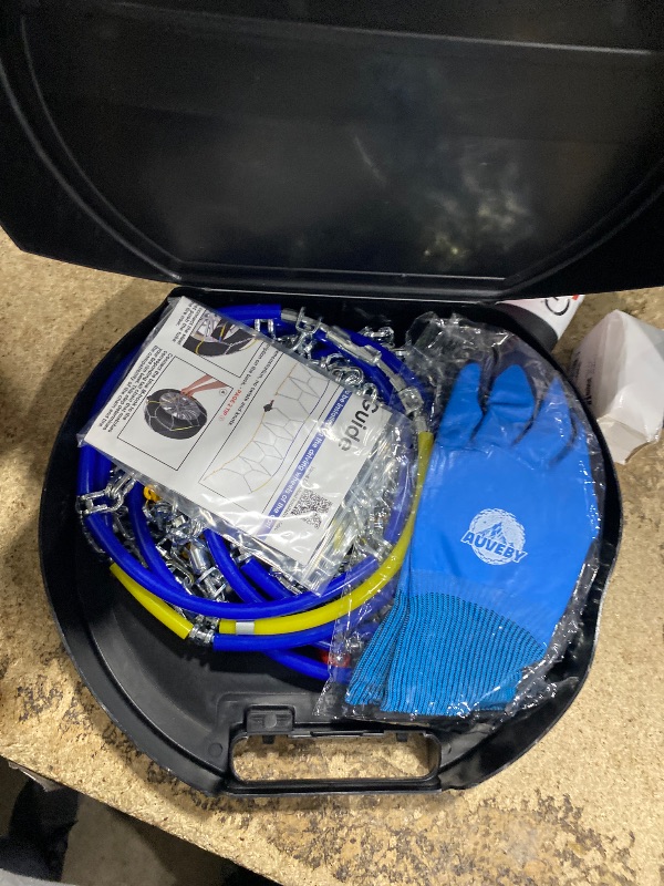 Photo 1 of Snow-Chains Auto Fixing 1 Min Quick Fit Easy Installation Tire-Chains, Portable Reusable Universal Emergency Tire Traction Chain for Passenger Car, Pickup Trucks and SUV - Set of 2 (HKN-160)