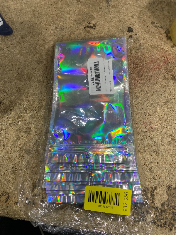 Photo 1 of 100 Pack Holographic Resealable Plastic Bags for Food Storage, Zipper Bags with Clear Front Window, Packaging Pouch for Small Business (100 Pack, 4.8x8 inch)