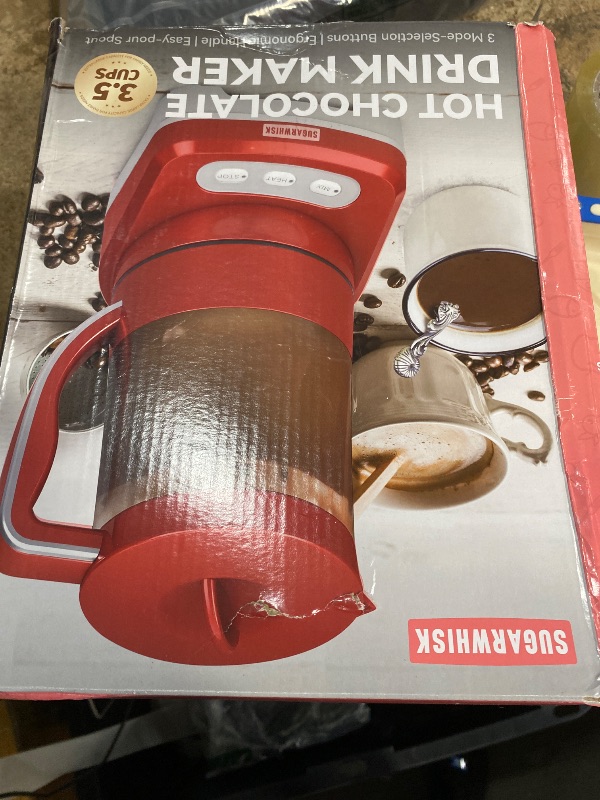 Photo 1 of ***FOR PARTS ONLY / NON-FUNCTIONAL*** SugarWhisk 29 Oz Hot Chocolate Maker Machine, Electric Milk Frother and Steamer, Hot Cocoa Maker Machine for Hot Chocolate Bar, Detachable Pitcher, 2 Speed Mode, 3.5 Cups, Red