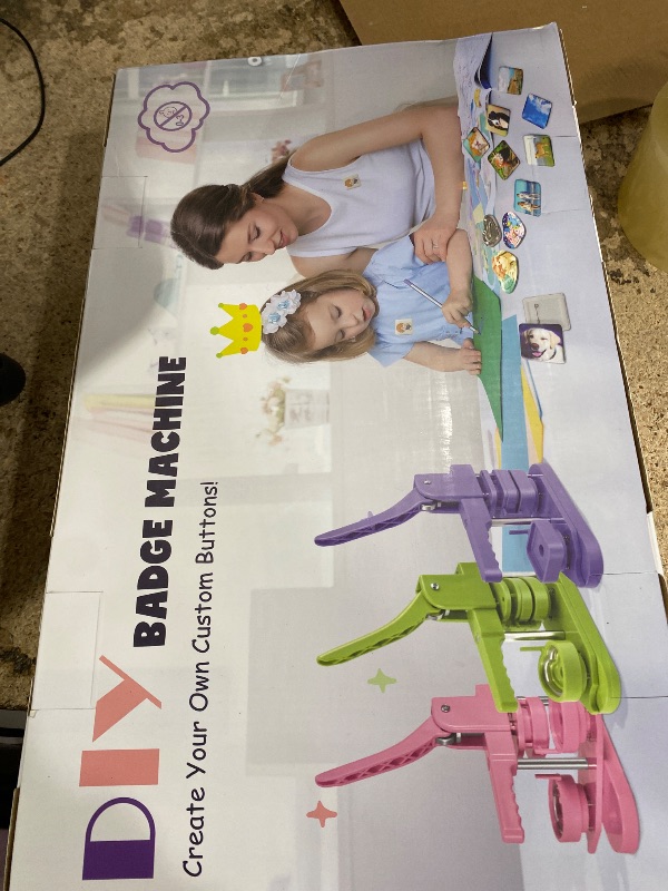 Photo 1 of ***Missing Hardware***Square Photo Magnet Button Maker Kit - Holographic Film 2'' x 2'' Button Press Machine with 100 Set Fridge Magnet Making Supplies(Metal Cover, Film, Back Inserts), for School, Home, Small Business