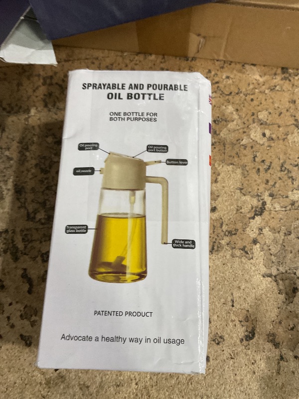 Photo 1 of 2 in 1 Glass Oil Sprayer & Dispenser,16oz/470ml Olive Cooking, Air Fryer, and Salad, for Kitchen Gadgets and Air Fryer Accessories, w/Stickers (Black)