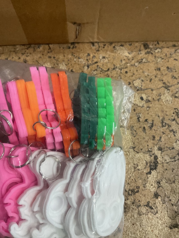 Photo 1 of 24 Packs Bulk Mini POP Christmas Cartoon Shape Fidget Bubble Key chain, Boys and Girls School Holiday Party Favors Student Christmas Party Supply