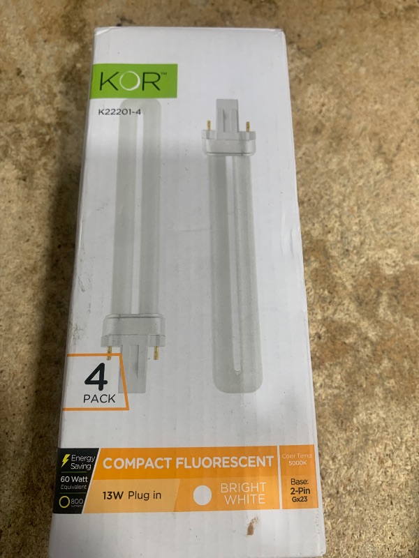 Photo 1 of (Pack of 4) 13W CFL Light Bulbs – Single Tube, 2-Pin GX23 Base, 5000K Bright White – Compatible with Sylvania CF13DS/850, Philips PL-S 13W/850, GE F13BX/850