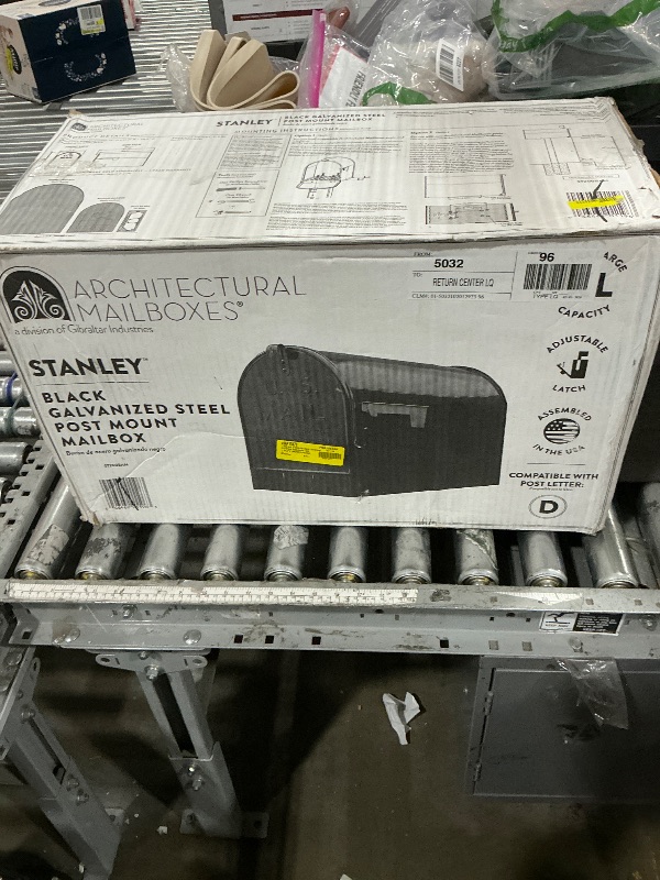 Photo 1 of ***DENTS***Gibraltar Mailboxes ST200B00 Series Rural Mailbox, Black, 3175 cu-in Capacity, Galvanized Steel, Powder-Coated, 15 in H