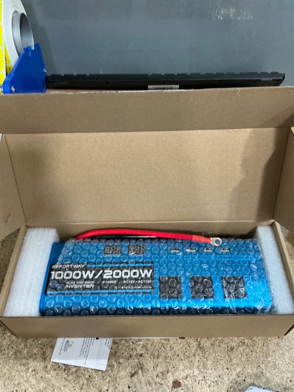 Photo 1 of 1000W Pure Sine Wave Inverter DC 12V to AC 110V/120V Converter 2000w (Peak) Car Power Converter with 3 AC Outlets, 4USB Port,Power Inverter for Car, Truck, Home, Vehicles, Laptop