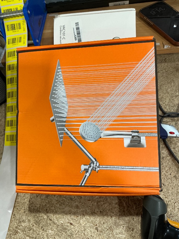 Photo 1 of 10 inch Rain Shower Head with Handheld Spray Stainless Steel, High Pressure Square Rainfall Showerhead Combo with 6 Handheld Sprayer, Detachable Shower Heads Waterfall Shower for Bathtub