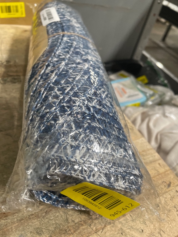 Photo 1 of ?olofable Round Braided Placemats - Woven Washable Non-Slip Table Mats, 15 Inch Diameter for Dining Tables (Blue Blend, 15 inches Set of 8)