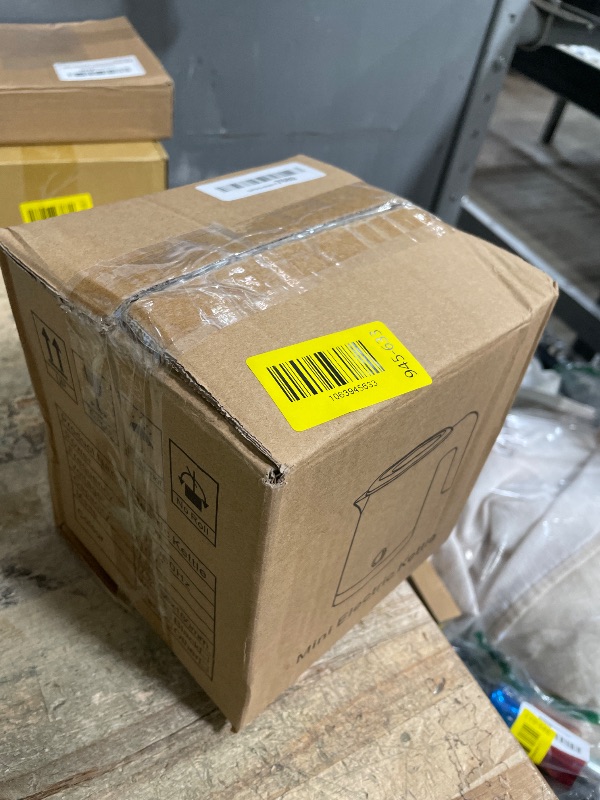 Photo 1 of 0.5L Small Portable Electric Tea Kettle Stainless Steel, Travel Mini Electric Coffee Kettle, Hot Water Boiler Heater for Business Trip, Camping, Travel, Office (White)