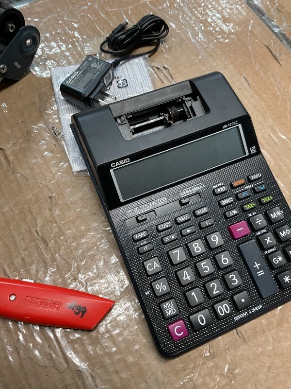 View 2 of ***MISSING PARTS***
Casio HR-170RC Printing Calculator, Black, 2.6" x 6.5" x 11.6"