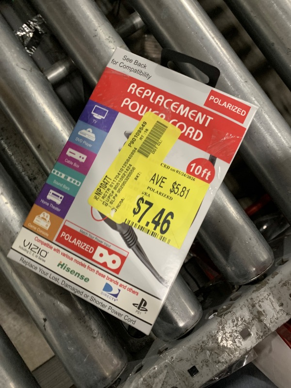 Photo 1 of 10-ft Replacement Polarized Power Cord, Works with VIZIO and Hisense TVs, DirecTV, Verizon, and Comcast Cable Boxes, VIZIO and Sanyo Soundbars, Blu-Ray and DVD Players,