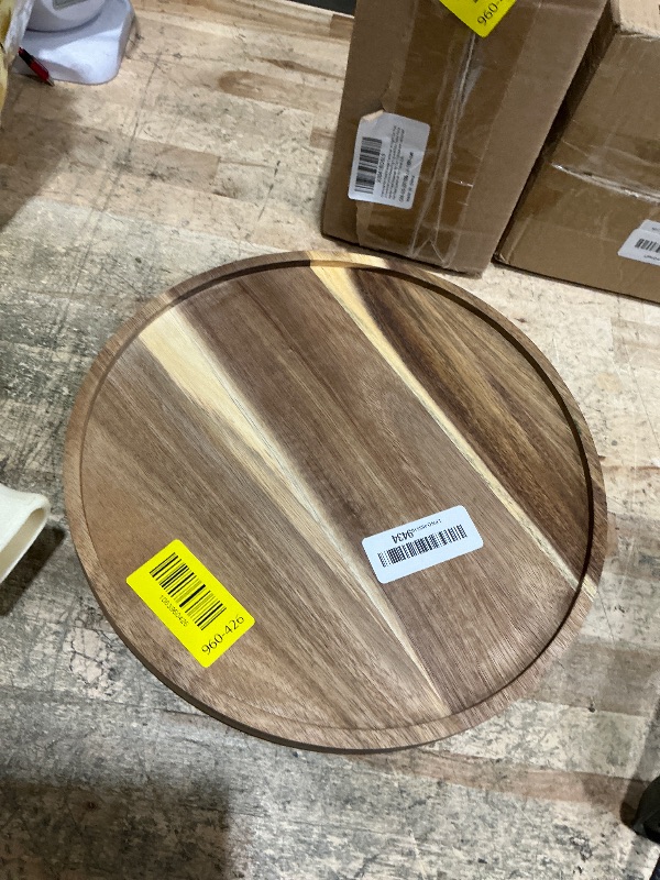 Photo 1 of 11.5 Inches Candle Holder Tray Home Decor, Round Wood Tray for Coffee Table, Small Wooden Serving Decorative Trays for Home