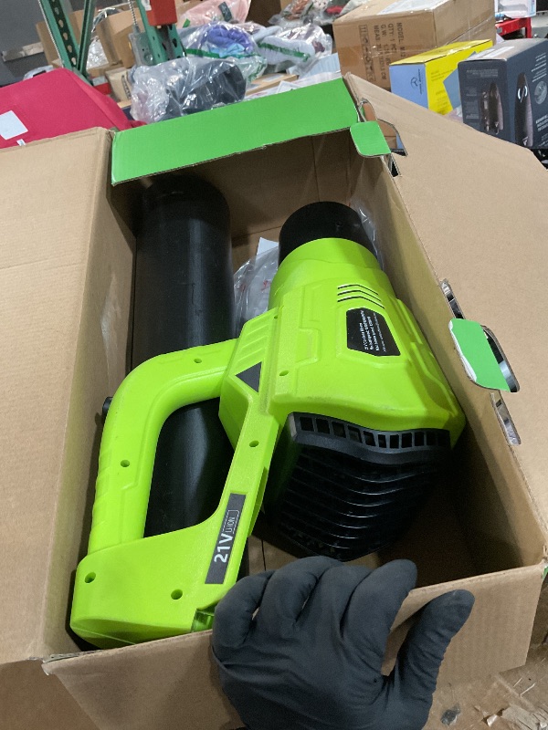 Photo 1 of ***Missing both batteries and charger***Leaf Blower Cordless, 21V Powerful Electric Leaf Blower with 2 * 4.0Ah Batteries & Fast Charger, 2-Speed Power Settings, Battery Powered Blowers for Lawn Care, Yard, Lawn, Patio, Dust, Blows Leaves
