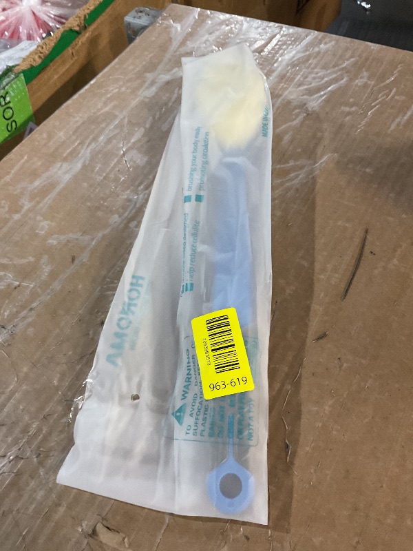 Photo 1 of [2nd Generation] Shower Body Brush with Bristles and Loofah,Back Scrubber Bath Mesh Sponge with Curved 16" Long Non-Slip Handle Skin Exfoliating Massage Suitable for Men and Women (Blue)