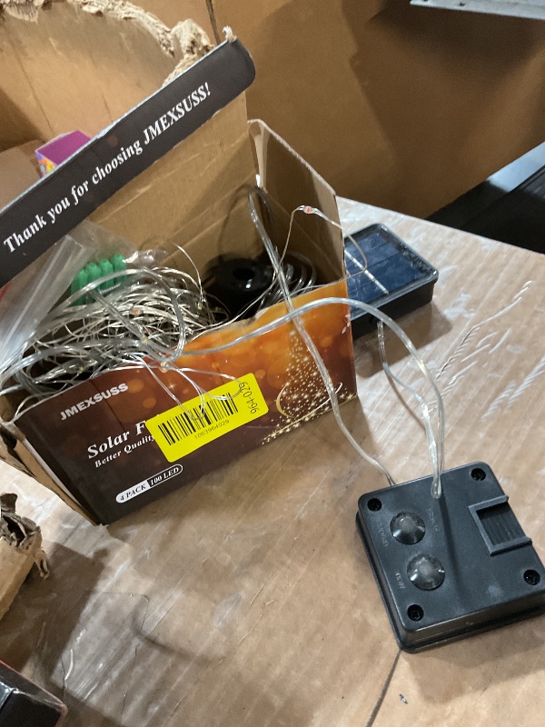 Photo 1 of **MISSING 2**
JMEXSUSS 4 Pack 100 LED Solar Christmas Lights, 33ft Solar String Lights Outdoor Waterproof, 8 Modes Multicolor Solar Fairy Lights for Garden Yard Tree Christmas Decorations