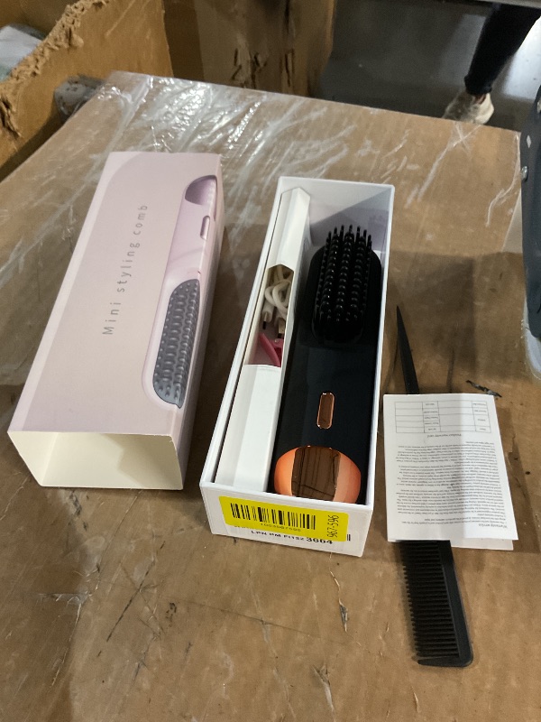 Photo 1 of ***DAMAGED - SEE NOTES/PICTURES*** Go Brush Pro 2026 Hair Straightener Brush 300 Million Negative Ionic Portable Hair Straightener Comb for Women with 4 Temps Fast Heating MCH Ceramic Coating Smooth Frizz - Free Hair Shining Black