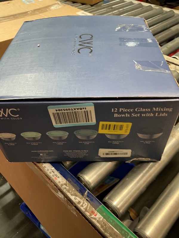 Photo 1 of **MISSING 2 BOWLS**
COOK WITH COLOR 12 Pc Glass Mixing Bowl Set with Lids – Borosilicate Glass Nesting Bowls for Cooking, Baking and Meal Prep, Fluted Blue