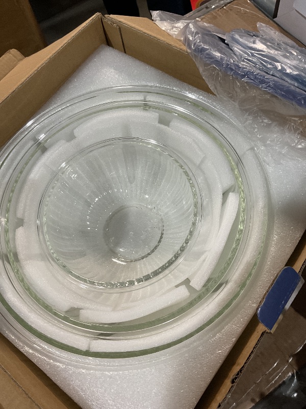 Photo 1 of **MISSING 2 BOWLS**
COOK WITH COLOR 12 Pc Glass Mixing Bowl Set with Lids – Borosilicate Glass Nesting Bowls for Cooking, Baking and Meal Prep, Fluted Blue