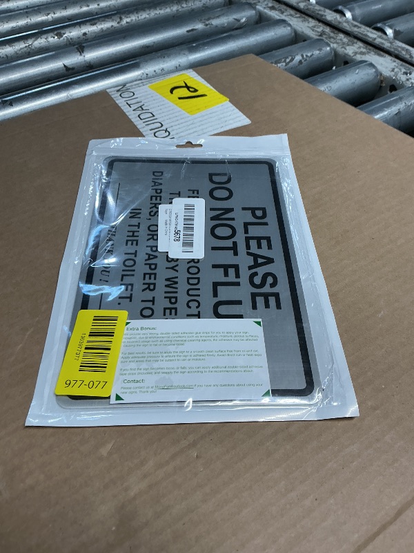 Photo 1 of (2 PACK) Do Not Flush Sign for Bathroom, Self-adhesive Do Not Flush Anything Except Toilet Paper Sign, Aluminum Metal Signs for Business and Home (Brushed Aluminum/Black, 9 x 6 inches)