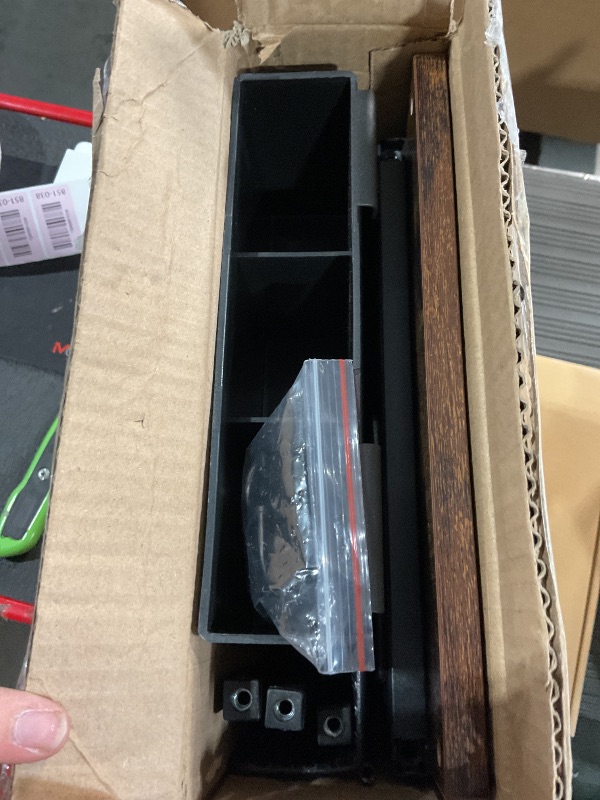 Photo 1 of ***MISSING PARTS - SEE NOTES***
**STOCK PHOTO AS REFERENCE **
LEKETREE Small Under Desk Storage, Brown Printer Stand with Storage Shelf, 3-Tier Height Adjustable Printer Table with Basket & 3 Hooks for Home Office Fax Machine Scanner Files