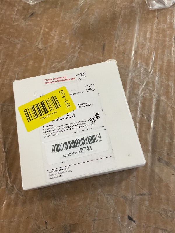 Photo 1 of [5 Pack] BESTTEN 2 Gang Decor Metal Wall Plate with Plastic Film, Decorator Stainless Steel Outlet Cover, Durable Corrosion Resistant Industrial Grade Material, H4.53” x W4.57”, Brushed Finish, Silver