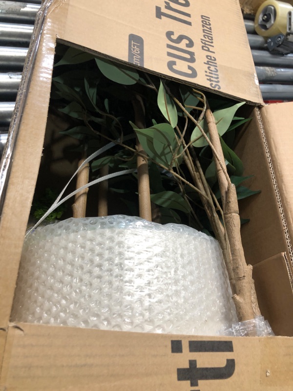 Photo 1 of ****STOCK PHOTO REFERENCE ONLY****Warmplants Artificial Ficus Tree, 6ft Tall Fake Ficus Tree with Basket, Faux Plant for Indoor Outdoor Home Livingroom Office Garden Porch Décor