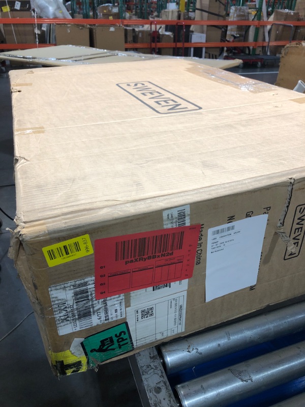 Photo 1 of ***OPENED FOR INSPECTION ***SWEVEN Coffee Table with Storage – Modern Square Living Room Furniture Featuring Large Center Compartment Shelf, Premium Walnut Wood Finish, and Sturdy Metal Legs for Mid Century Modern Home Décor