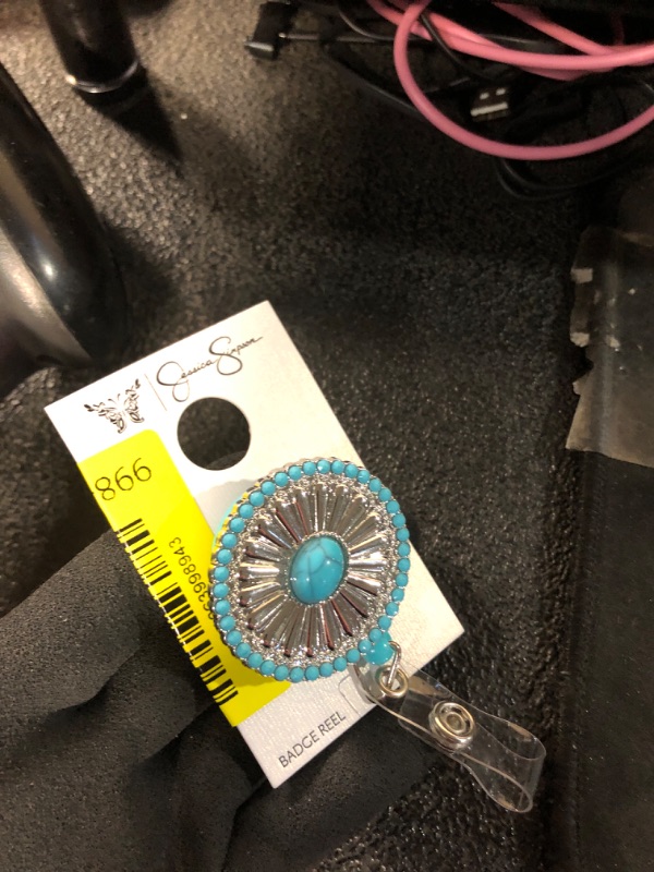 Photo 1 of ******STOCK PHOTO FOR REFERENCE ONLY***JESSICA SIMPSON** Retractable Badge Holder 32" Fashionable Badge Reels Retractable for Office Workers Teachers Students Nurses with 360° Swivel Alligator Clip Cute Badge Reel (Razzle Dazzle Teal)