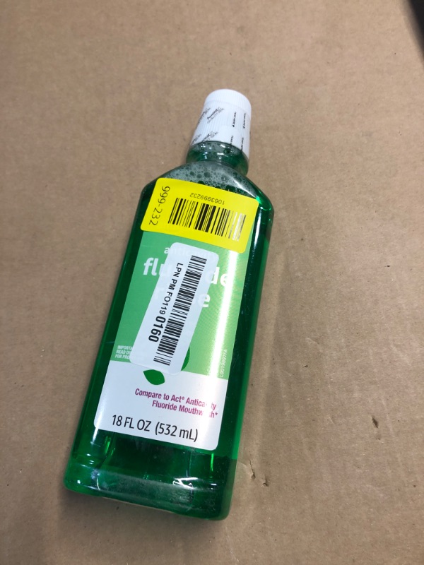 Photo 1 of (1 PACK) Amazon Basics Anticavity Fluoride Rinse, Alcohol-Free, Mint, 18 ounce