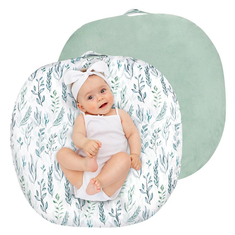 Photo 1 of ***FACTORY SEALED***Newborn Lounger Cover, Soft Comfortable Baby Lounger Cover, 1 Pack Reversible Removable Slipover for Infant Lounger Pillow, Green Leaf (Lounger not Included)