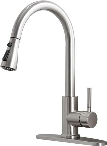 Photo 1 of ***FACTORY SEALED***Ufaucet Pull Down Kitchen Sink Faucet with Sprayer, Chrome High Arc 1 or 3 Hole Kitchen Sink Faucet with Sprayer, Pull Out Commercial Modern Stainless Steel Sink Faucets
