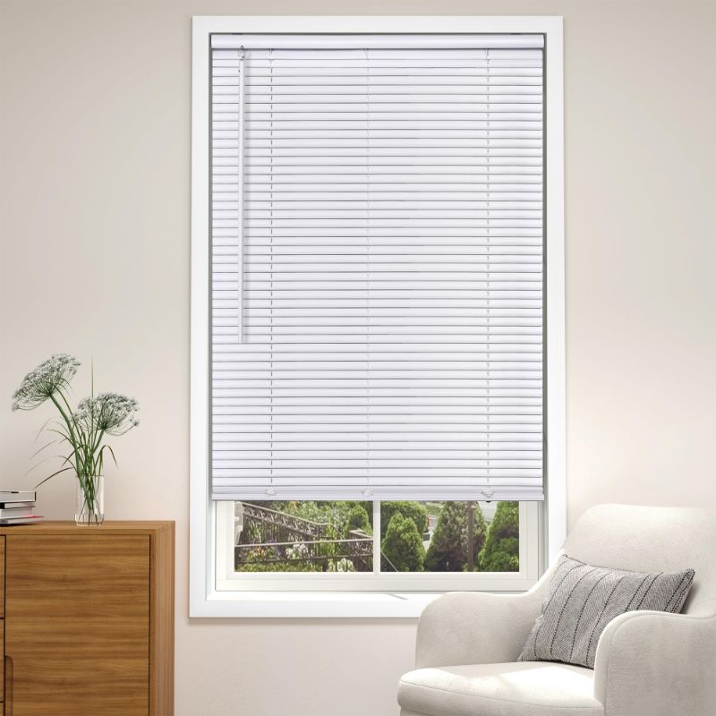 Photo 1 of ***FACTORY SEALED***LazBlinds Cordless White 1" Room Darkening Vinyl Mini Blinds, 35" W X 72" H Horizontal Window Blinds for Home, Cordless Shades for Indoor Windows