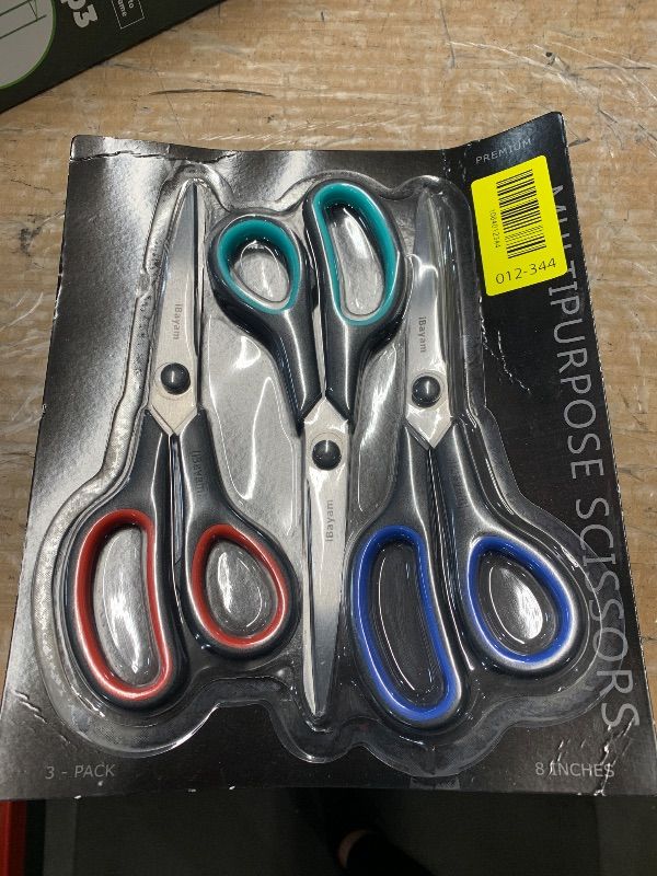 Photo 1 of ***FACTORY SEALED***iBayam 3-Pack 8" Heavy Duty Scissors with Ultra Sharp Blades and Comfort Grip Handles - For Office, Home, School, Sewing, and Crafts