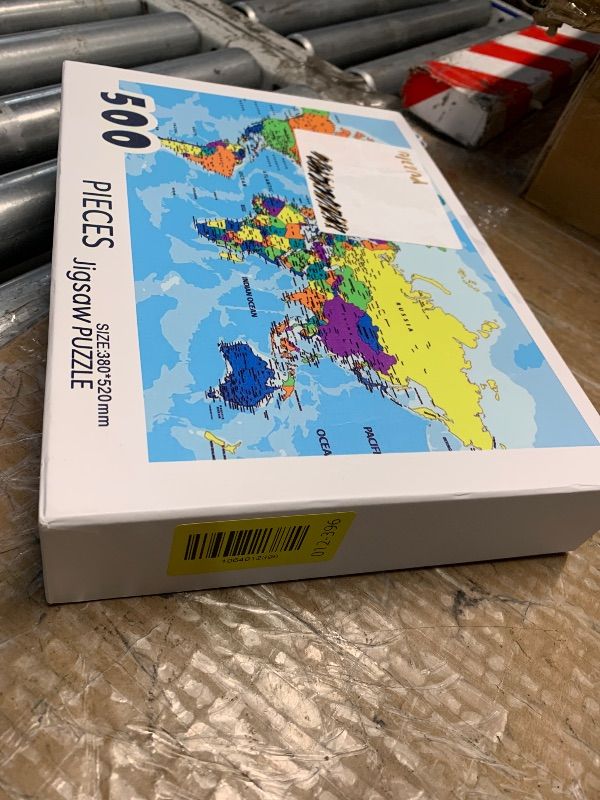 Photo 1 of ***FACTORY SEALED ***
500 Piece Jigsaw Puzzles with Storage Bag, World Map Patterns, Family Fun Activity 20.5x14.9in, Alphabet Coded Back, Premium Quality 1MM Thick Board, Includes Reference Poster