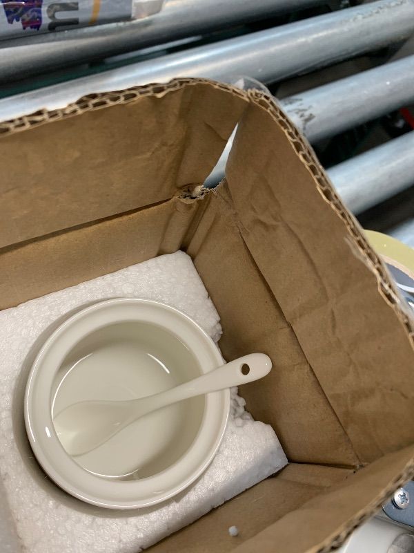 Photo 1 of (MISSING TOP) HAOTOP 12oz Sugar Bowl with Lid and Spoon,Ceramic Sugar Jar Sugar Dispenser Sugar Container Coffee Bar Accessories, Kitchen Countertop Canisters, White