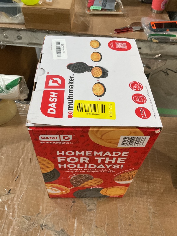 Photo 1 of ***MISSING PARTS***
DASH Holiday MultiMaker® Mini System - Waffle Maker with Six 4” Removable Holiday Plates: Waffle Iron & Griddle, 4-in-1 Mini Waffle Maker for Kids and Families – Nonstick Surface, Santa Waffle (Red)
