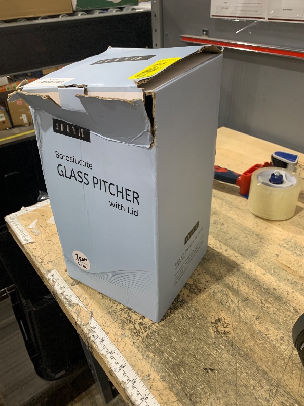 Photo 1 of 1 Gallon thickened Glass Pitcher with Lid and Spout, Borosilicate Glass Carafe for Hot/Cold Drink, Water Pitchers for Fridge, Extra Large Jug with Handle for Iced Tea, Coffee,Juice,Homemade Beverage