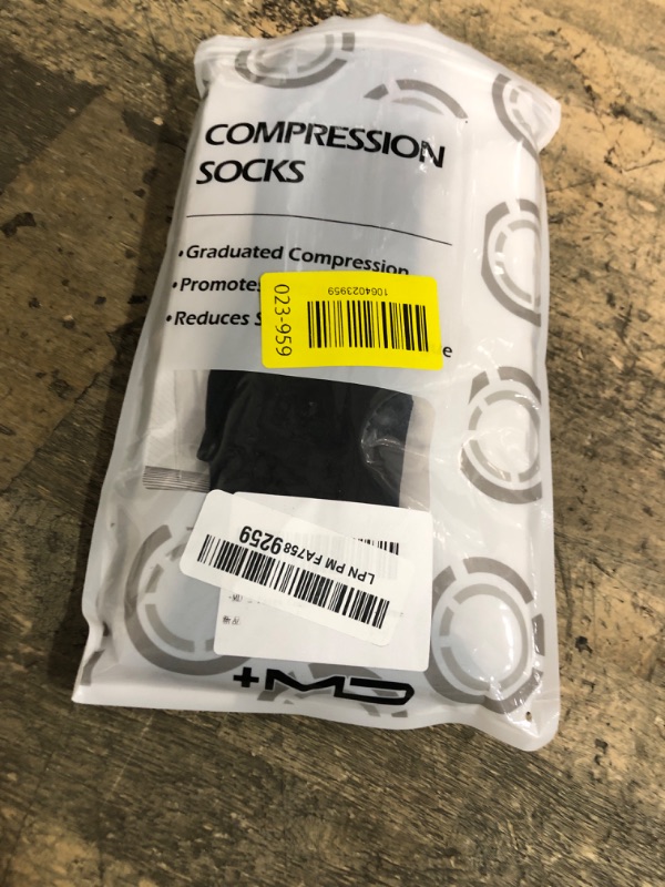 Photo 1 of +MD 2 Pairs Compression Socks for Women & Men Medical Grade 20-30 mmHg, Open-Toe knee High Stocking, Support for edema, Varicose Veins, Nude/ Black, Large