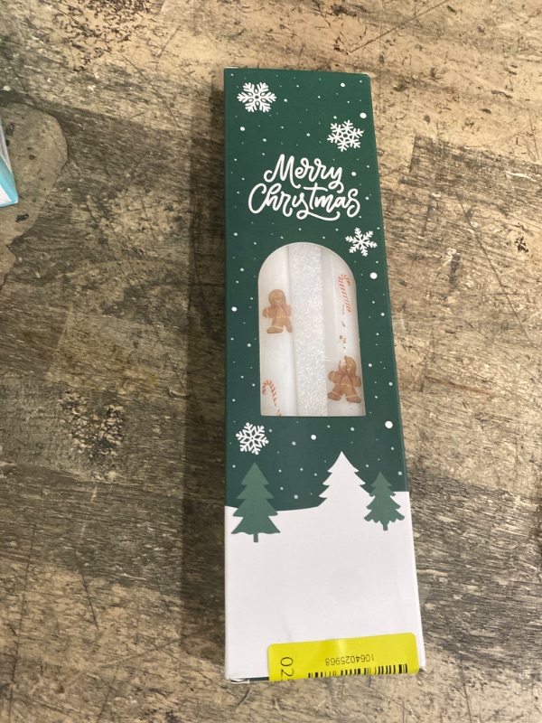 Photo 1 of 2 Pack Christmas Taper Candles, 10 Inch Unscented Candlesticks with Gingerbread Man and Candy Cane Design for Holiday Table Centerpiece, Fireplace Mantel, Winter Weddings, Seasonal Home Decor