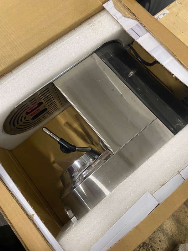 Photo 3 of ANYCOLD Espresso Machine 20 Bar, Compact Espresso Maker, Stainless Steel Expresso Coffee Machines with Steam Milk Frother & 34oz Removable Water Tank for Home Latte, Cappuccino, Silver