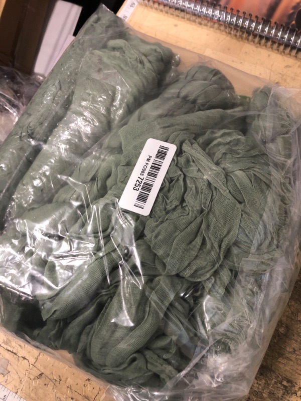 Photo 1 of 12 Pack Boho Gauze Table Runner - 35x72 Inch Rustic Cheese Cloth Long Table Runner for Wedding, Bridal Shower, Birthday Party Decor (Dusty Sage Green)