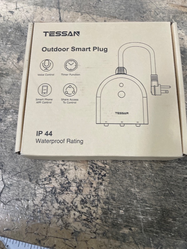Photo 1 of TESSAN Outdoor Smart Plug Waterproof, 2.4GHz WiFi Only, WiFi Smart Outlet with 3 Individual Sockets Compatible with Alexa and Google Home, Remote Control and Timer Function
