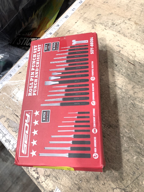 Photo 1 of 25-Piece Punch and Chisel Set with Roll Pin Punches, Includes Taper, Pin, Center Punches & Cold Chisels for Metalworking, Automotive, and Craft Use