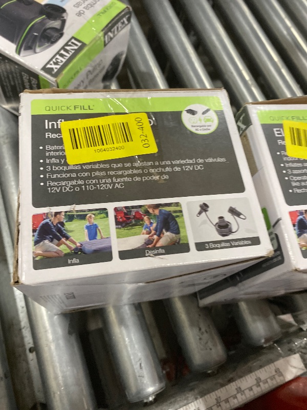 Photo 1 of ***(PARTS ONLY/ NON FUNCTIONAL)***INTEX 66641E QuickFill 120 Volt AC/DC Rechargeable Electric Pump: Inflates and Deflates Air Mattresses, Kayaks, Boats – 3 Nozzles – Easy Carry Handle – 650 L/Min Air Flow – Indoor and Outdoor Use