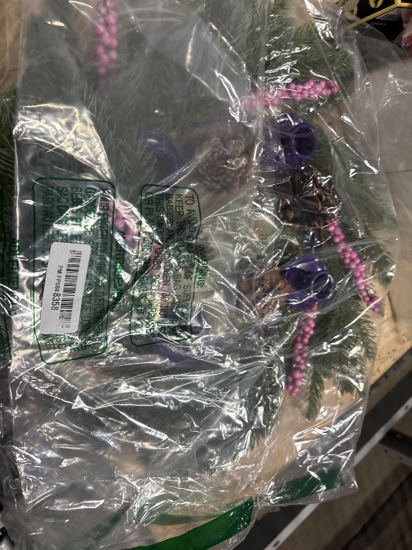 Photo 1 of [ Safety Fire Retardant ] Christmas Advent Wreath, Purple Christmas Wreaths with 4 Candle Holder 4 Pinecones 6 Berry Christmas Centerpieces Decorations for Advent Church Table Holiday Home(No Candles)