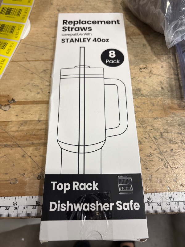 Photo 1 of [DISHWASHER SAFE] Replacement Straws for Stanley 40 oz 30 oz Cup Tumbler, 8 Pack Clear Reusable Plastic Straws w/ 2 Straw Brushes, Compatible Accessories Drinking Straws for Stanley and More, BPA FREE