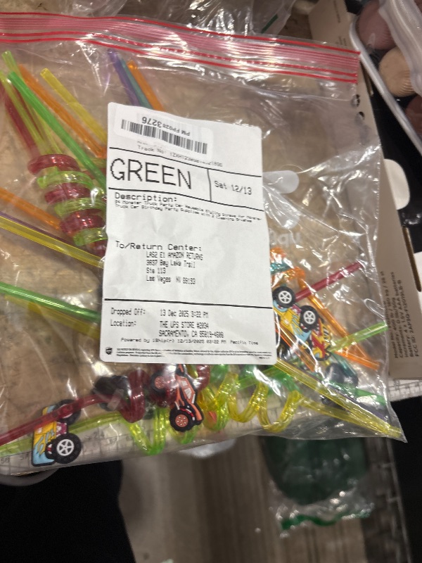 Photo 1 of 24 Monster Truck Party Car Reusable Styling Straws for Monster Truck Car Birthday Party Supplies with 2 Cleaning Brushes